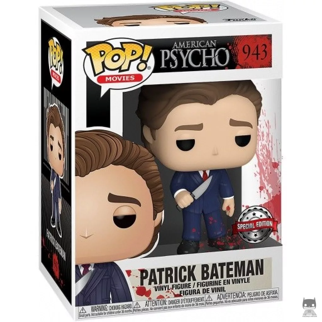 Figurine Funko POP Patrick Bateman en costume avec couteau avec boîte