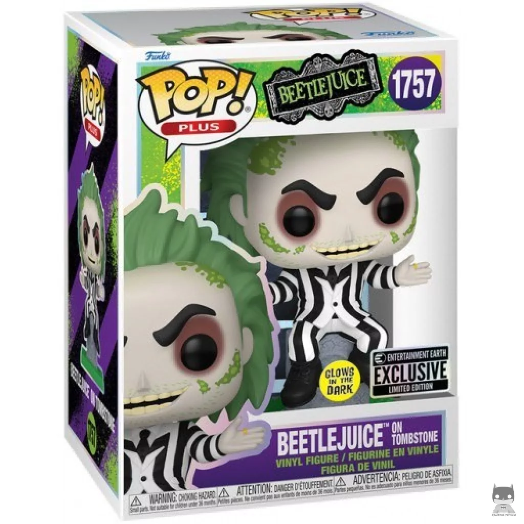 Figurine Funko POP Beetlejuice sur la Pierre Tombale (Glow in the Dark) avec boîte