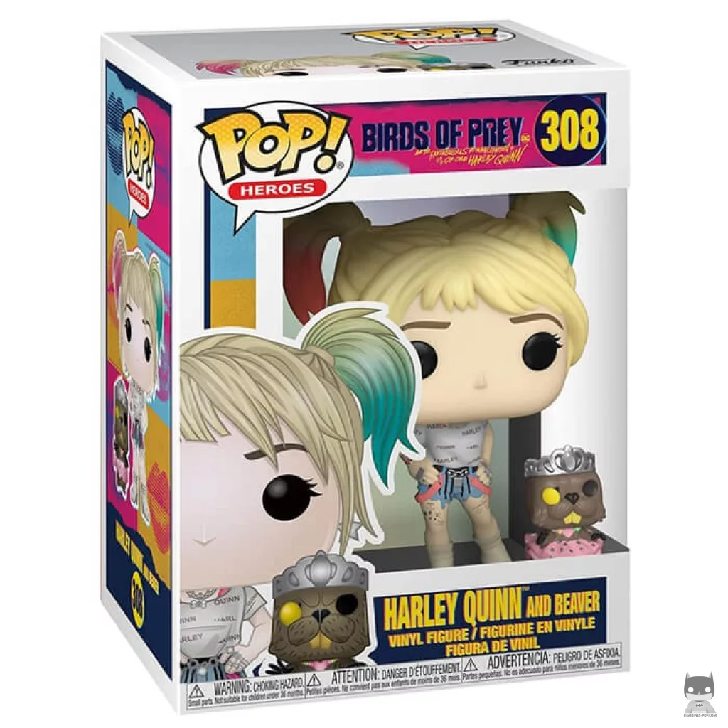 Figurine Funko POP Harley Quinn avec son castor avec boîte