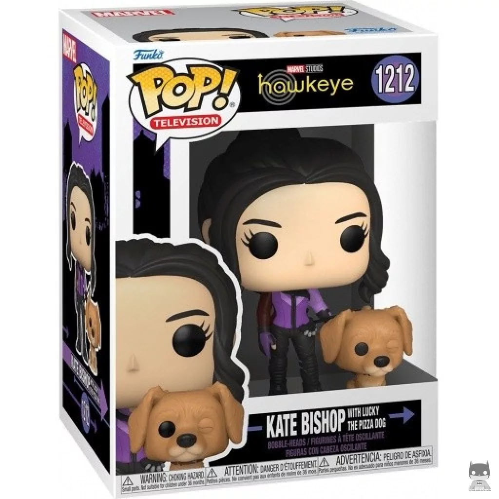 Figurine Funko POP Kate Bishop avec Lucky le Chien Pizza avec boîte