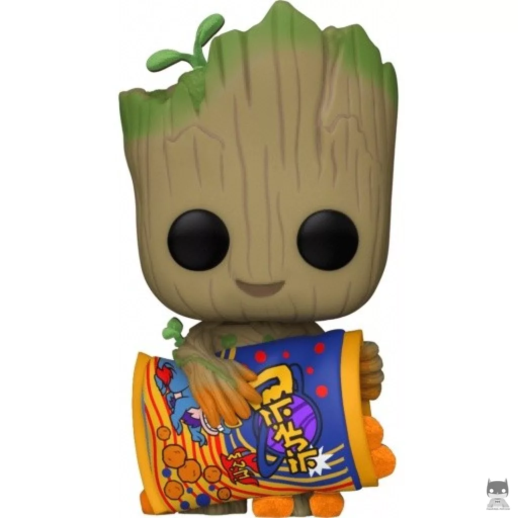 Figurine Funko POP Groot avec Cheese Puffs (Flocked) (Je s'appelle Groot)