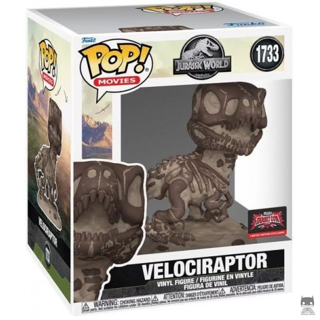 Figurine Funko POP Velociraptor (Fossile) (SuperSized) avec boîte