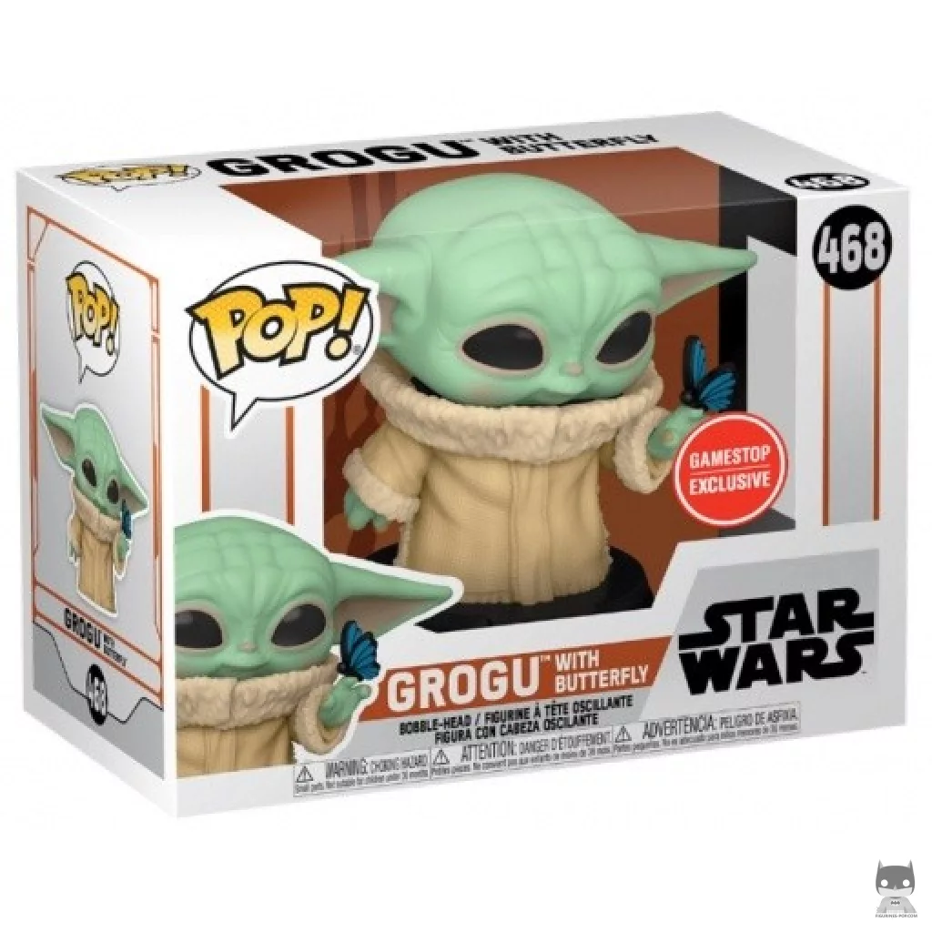 Figurine Funko POP Grogu avec un papillon avec boîte