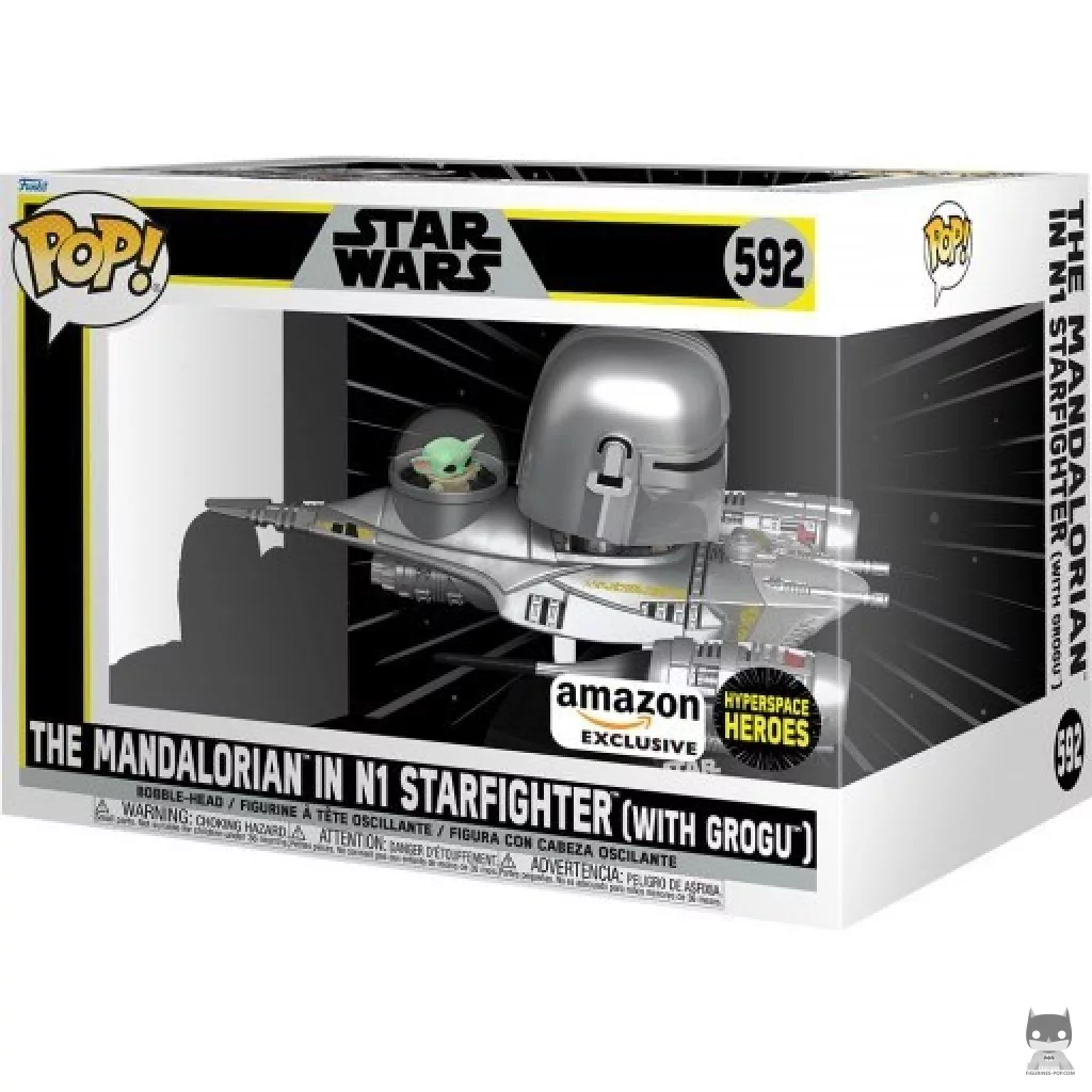Figurine Funko POP Hyperspace Heroes : Le Mandalorien dans le Chasseur N1 avec Grogu avec boîte