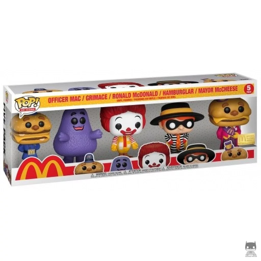 Figurine Funko POP Officer Mac, Grimace, Ronald McDonald, Hamburglar & Mayor McCheese avec boîte