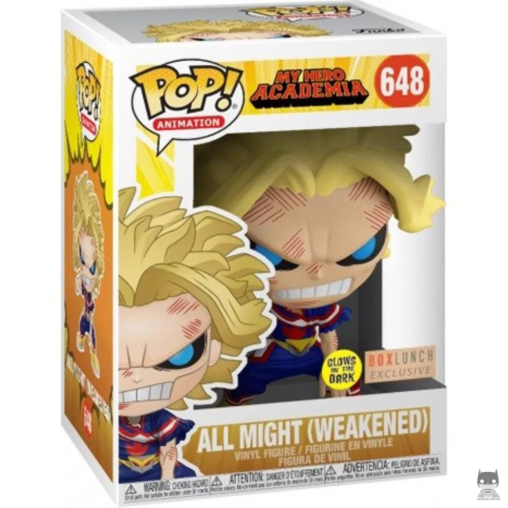 Figurine Funko POP All Might (Affaibli) (Glow in the Dark) avec boîte