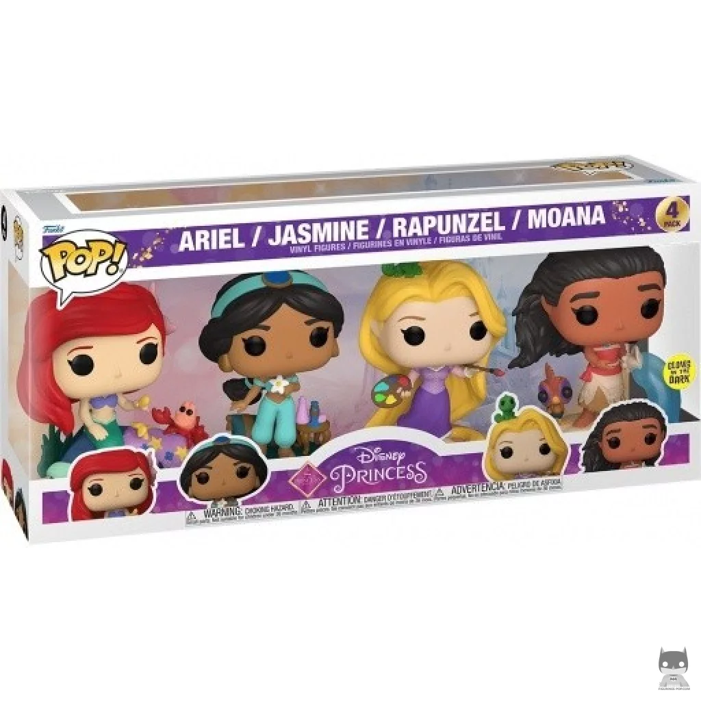 Figurine Funko POP Ariel, Jasmine, Raiponce & Viana (Glow in the Dark) avec boîte
