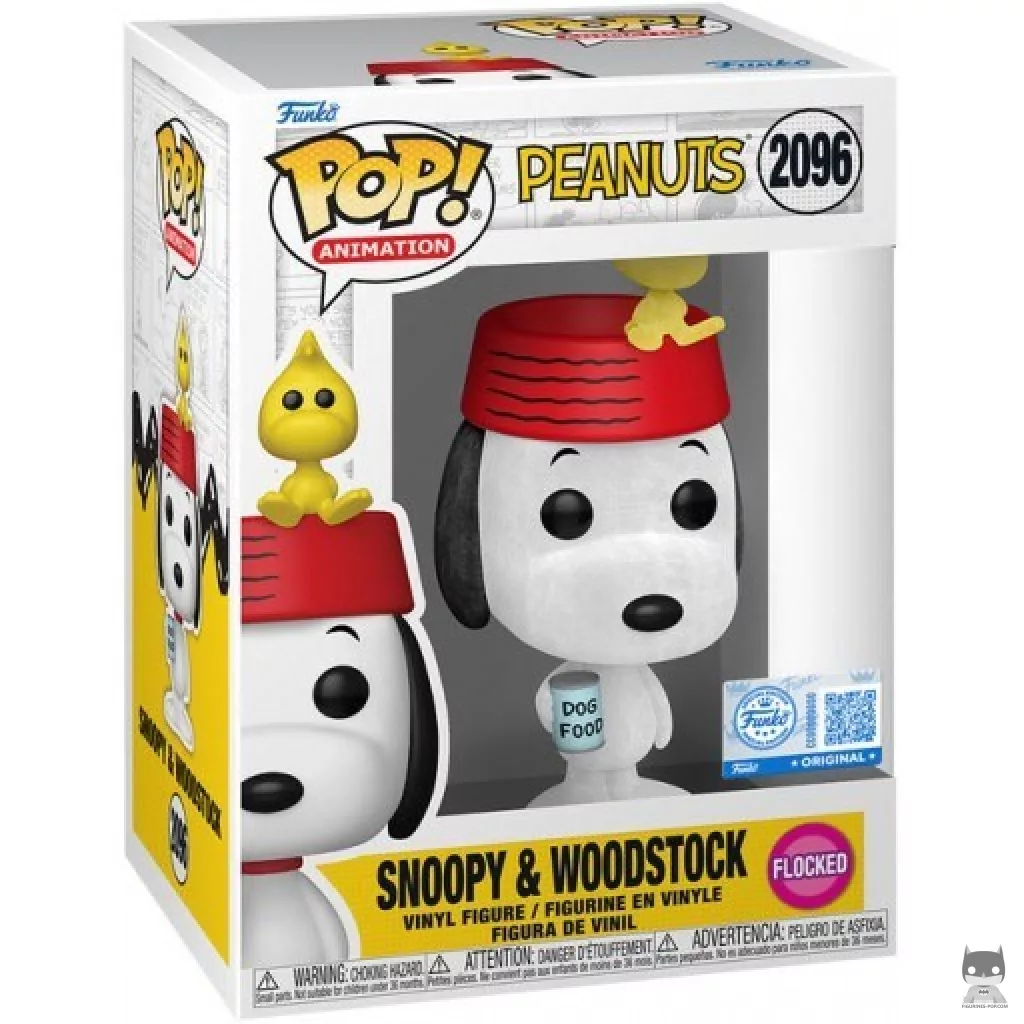 Figurine Funko POP Snoopy & Woodstock (Flocked) avec boîte