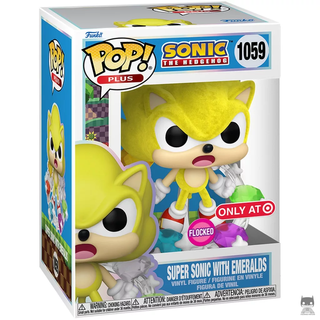 Figurine Funko POP Super Sonic avec Émeraudes (Flocked) avec boîte