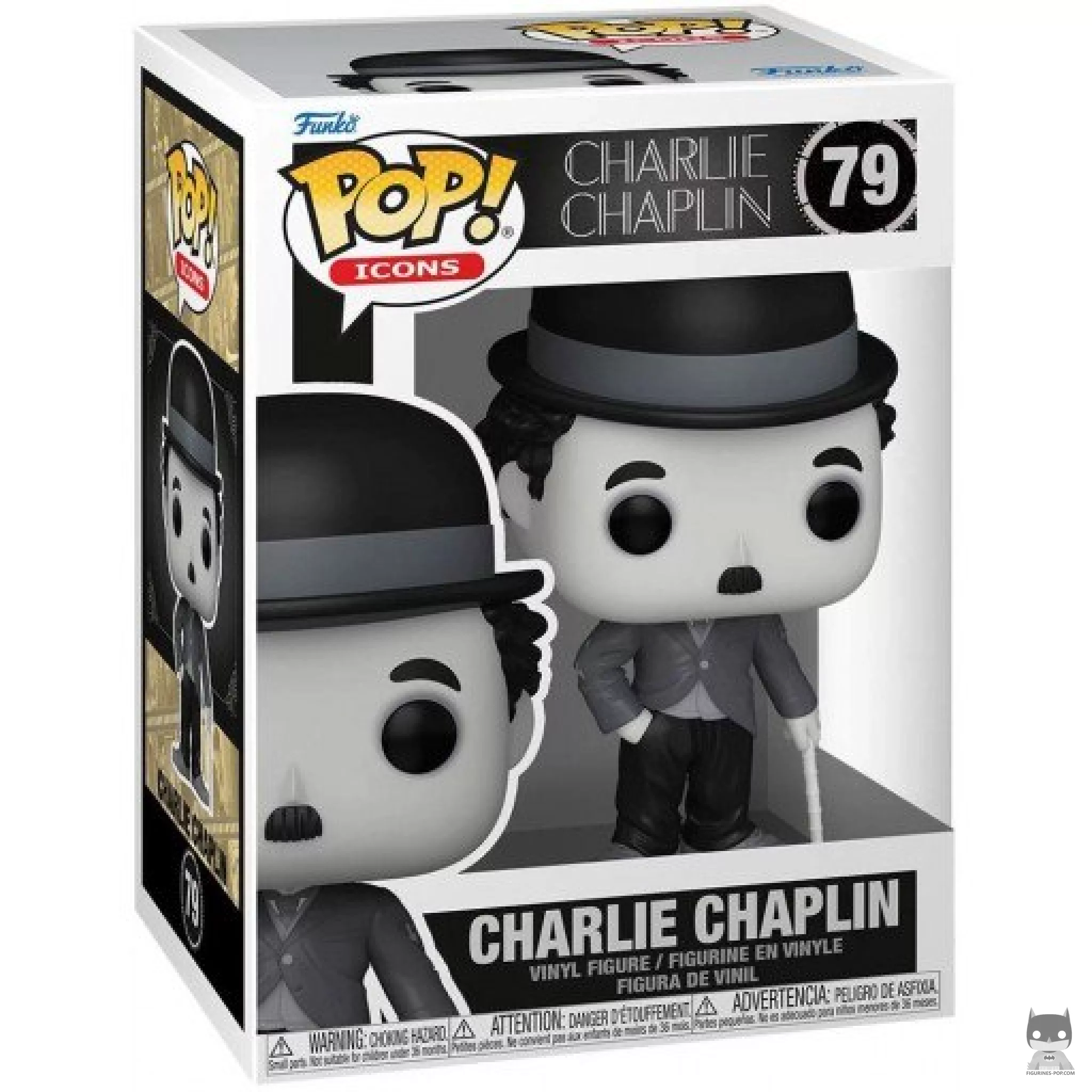 Figurine Funko POP Charlie Chaplin (Noir & Blanc) avec boîte