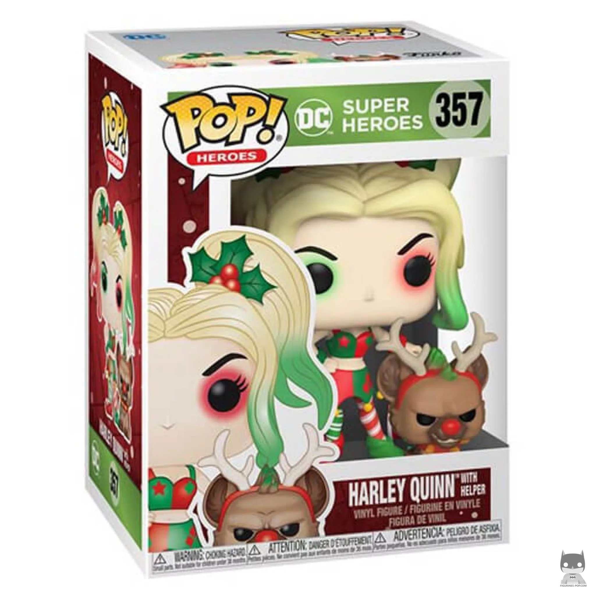 Figurine Funko POP Harley Quinn en lutin de Noël avec boîte