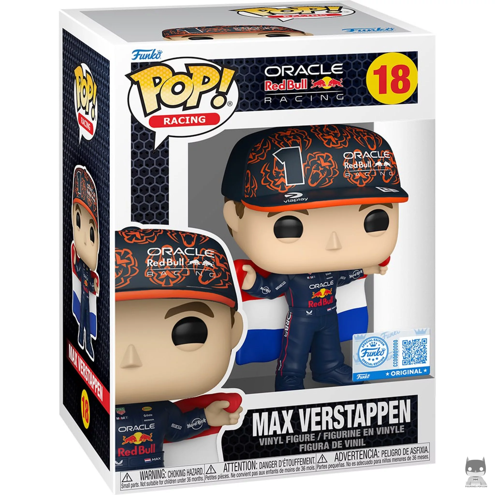 Figurine Funko POP Max Verstappen avec le drapeau néerlandais avec boîte