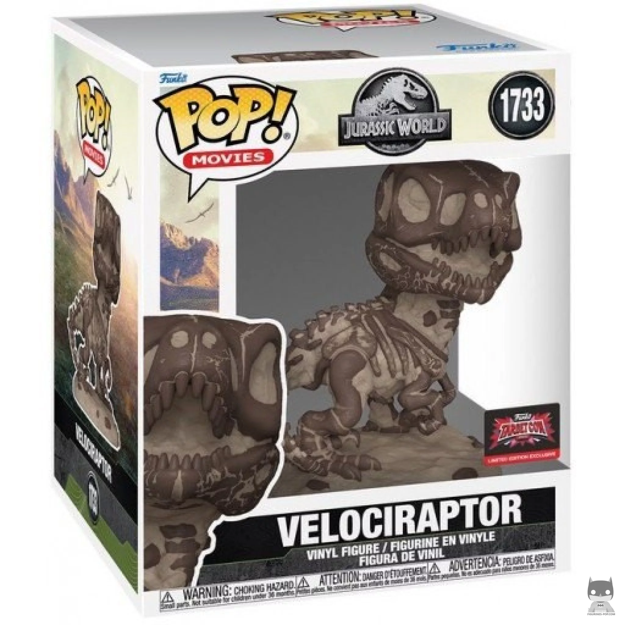 Figurine Funko POP Velociraptor (Fossile) (SuperSized) avec boîte