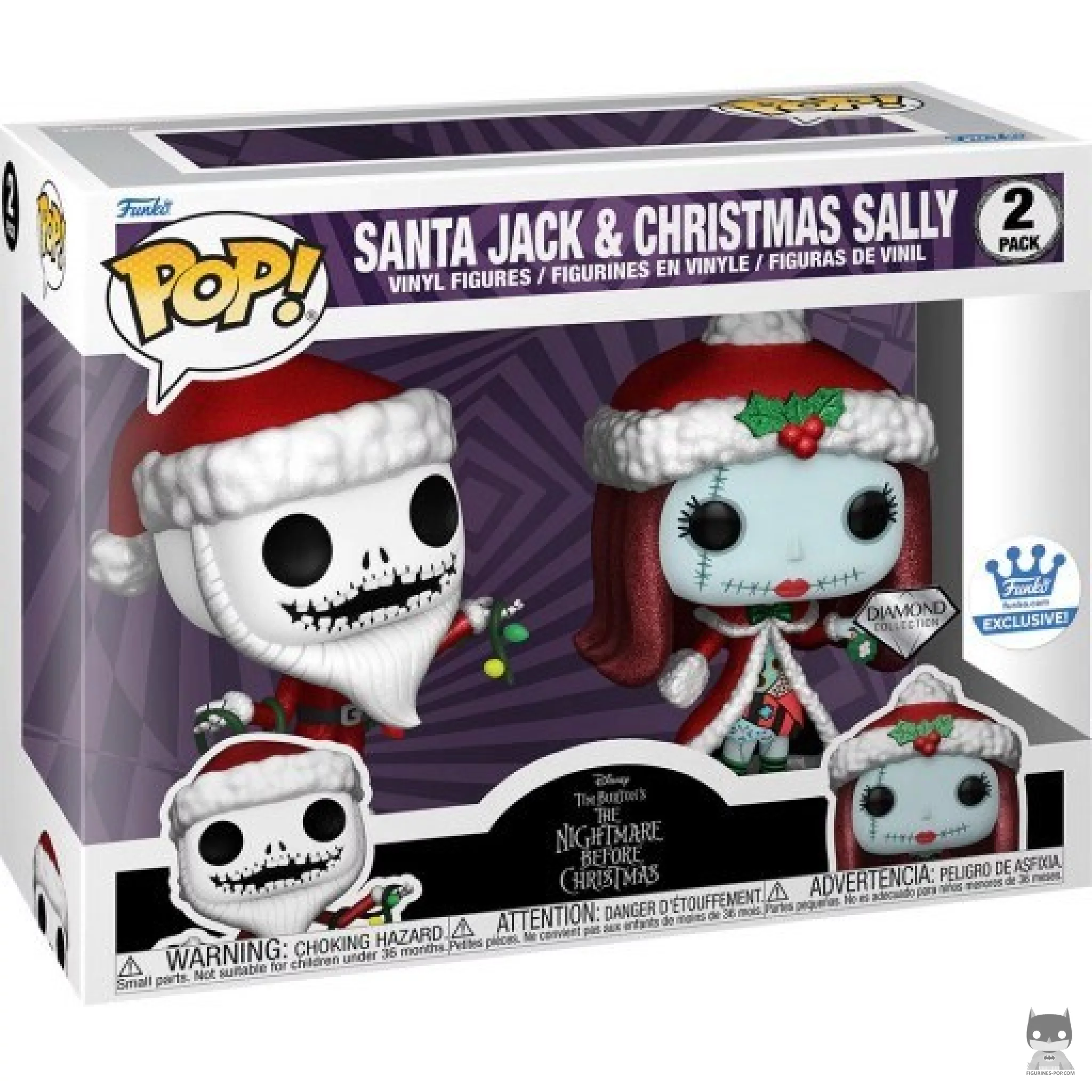 Figurine Funko POP Jack en Père Noël & Sally Noël (Diamond Glitter) avec boîte