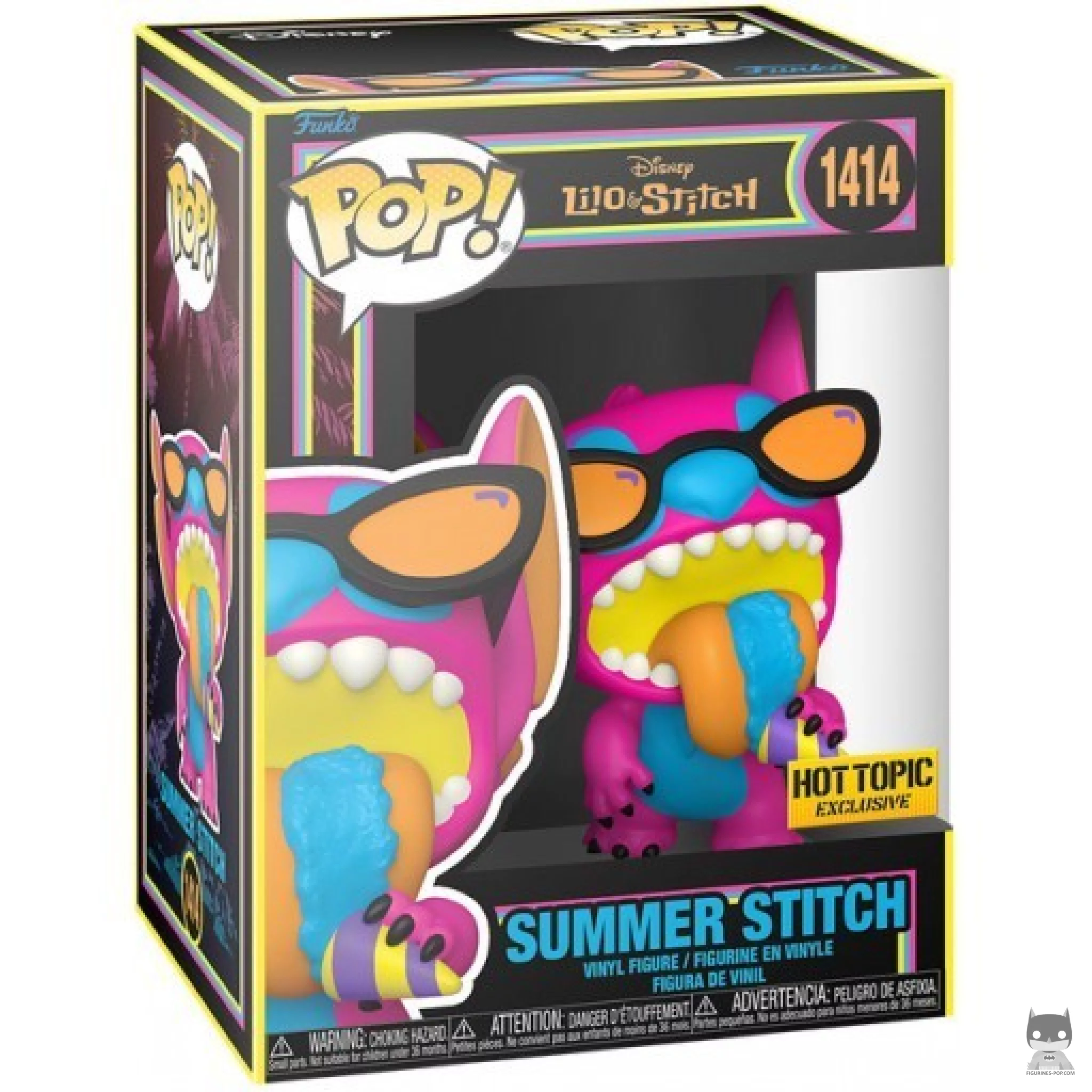 Figurine Funko POP Stitch Été (Black Light) avec boîte