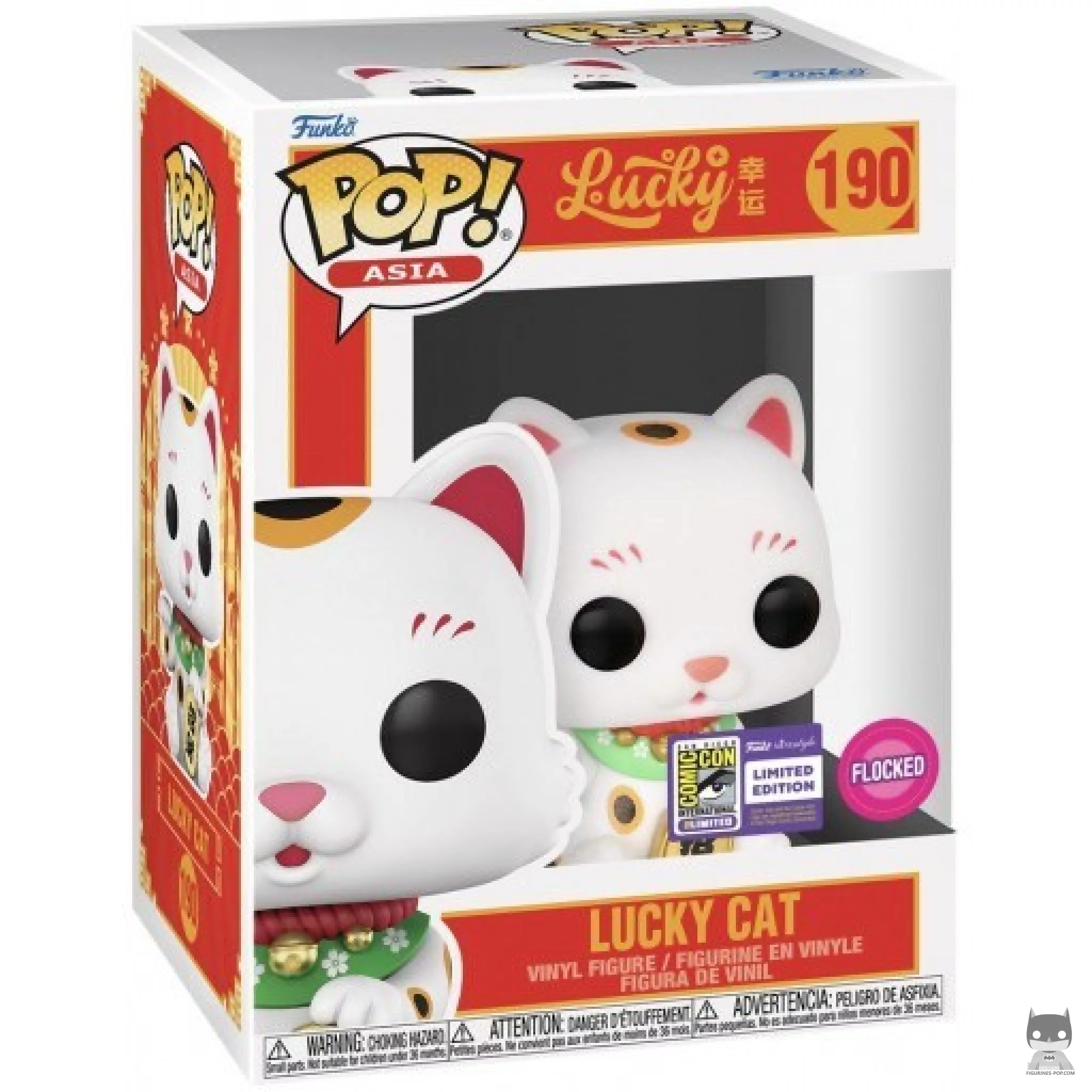 Figurine Funko POP Chat Chanceux (Flocked) avec boîte