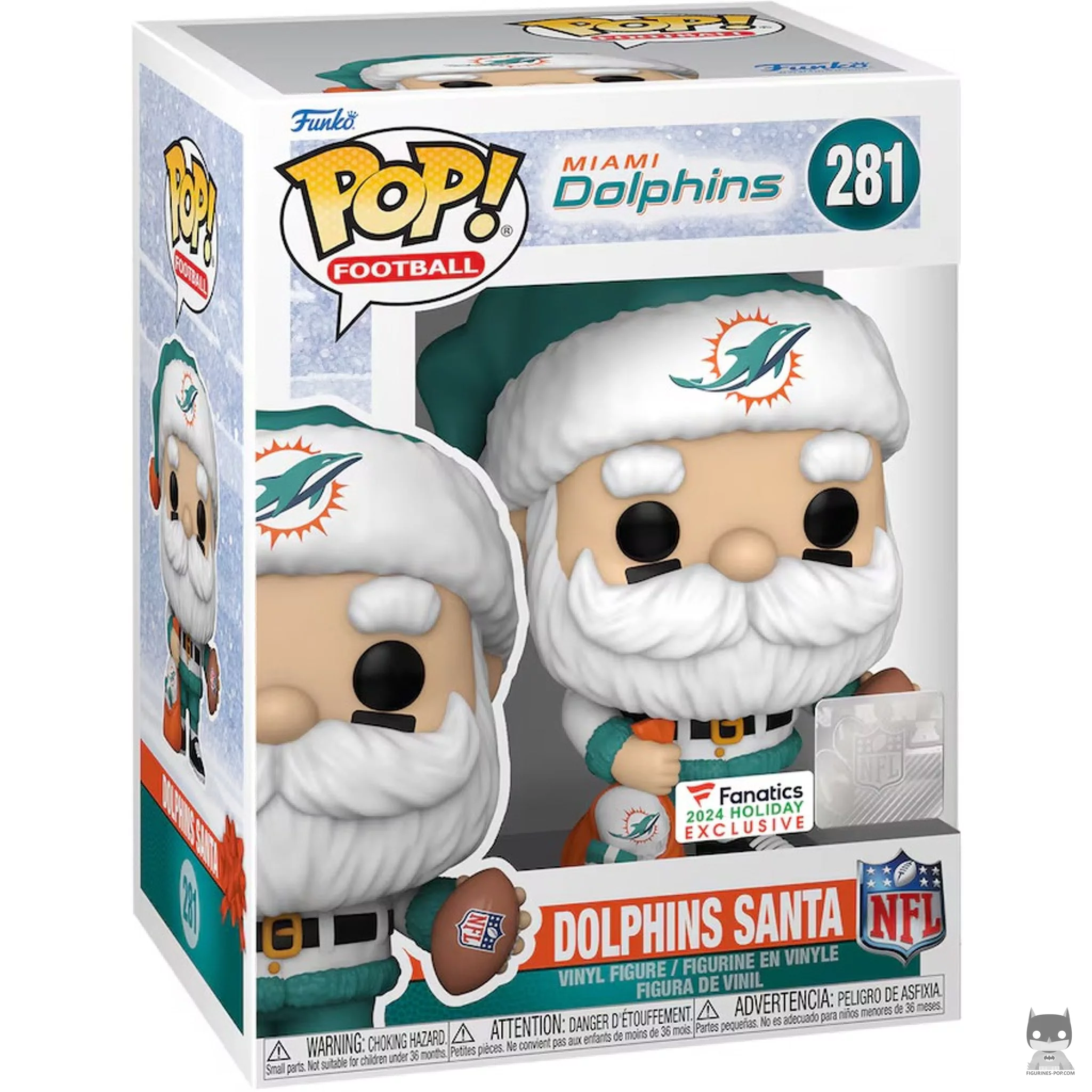 Figurine Funko POP Père Noël Miami Dolphins avec boîte