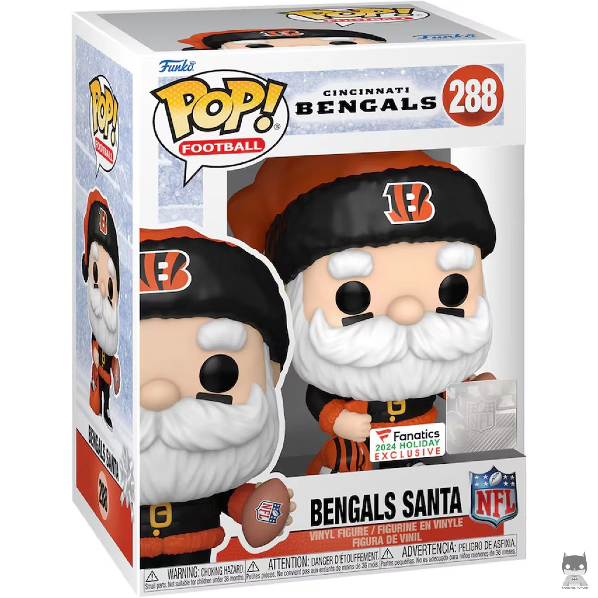 Figurine Funko POP Père Noël Cincinnati Bengals avec boîte
