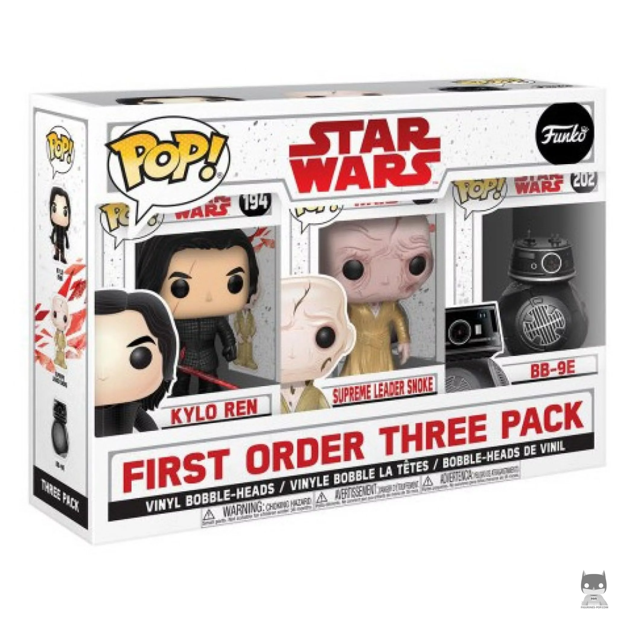 Figurine Funko POP Les Méchants (Kylo Ren, Suprême Leader Snoke & BB-9E) avec boîte