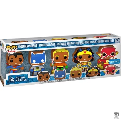 Figurine Funko POP Superman Pain d'Epices, Batman Pain d'Epices, Aquaman Pain d'Epices, Wonder Woman Pain d'Epices & Flash Pain d'Epices (Exclusive)