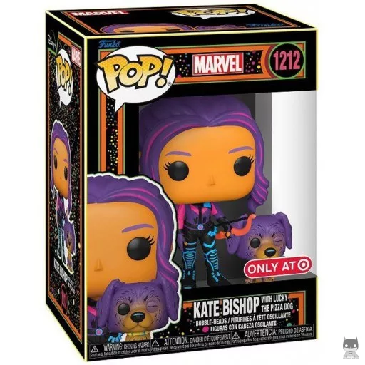Figurine Funko POP Kate Bishop avec Lucky le Chien Pizza (Blacklight) (Funko Fair 2022)