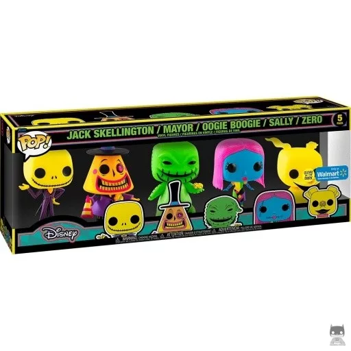 Figurine Funko POP Jack Skellington, Le Maire, Oogie Boogie, Sally & Zero (Blacklight) (L'Etrange Noël de M. Jack)
