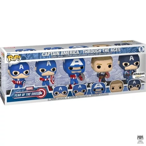 Figurine Funko POP Captain America : Through the Ages Pack (Vintage Cap, The Captain, Exosuit Cap, Shield Director Cap & Modern Captain America) (Multipack)
