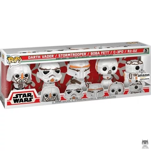 Figurine Funko POP Dark Vador, Stormtrooper, Boba Fett, C-3PO & R2-D2 Bonhommes de neige (Star Wars (Noël))