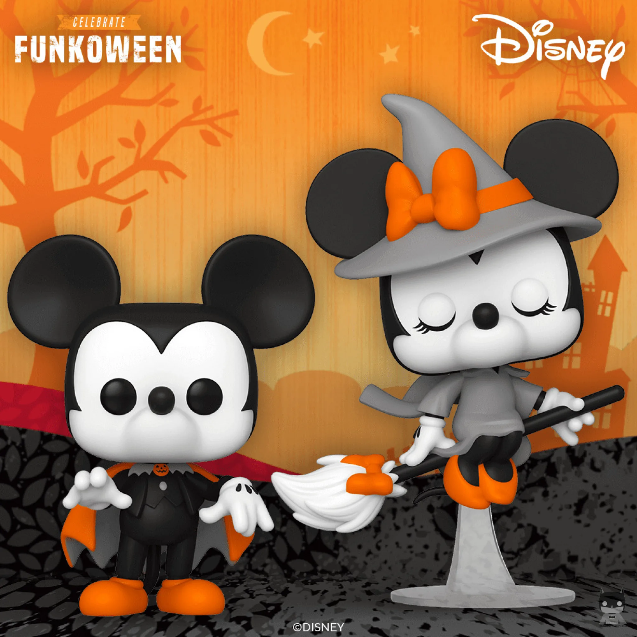 Mickey Dracula et Minnie en sorcière