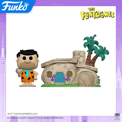 Fred de la famille Pierrafeu (The Flinstones) devant sa maison